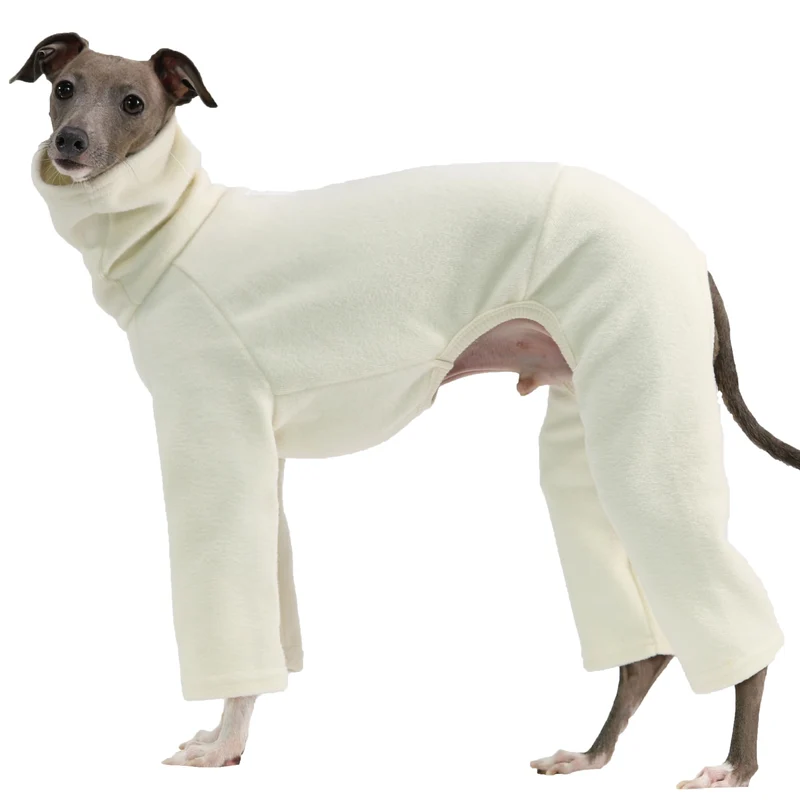 D Doggy Star Veste en molleton pour Lévrier Italien - Gilet-pull à col roulé (M, ivoire)