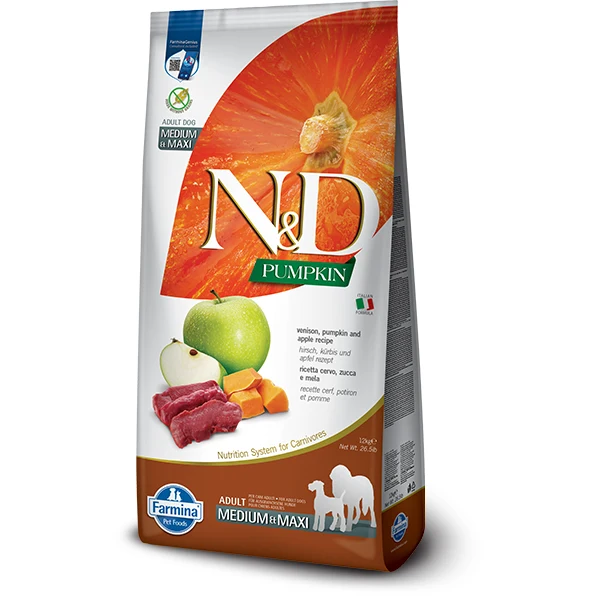 Farmina N&D Pumpkin - Adult Venison & Apple - Medium/Large Dog Food 26.4lb