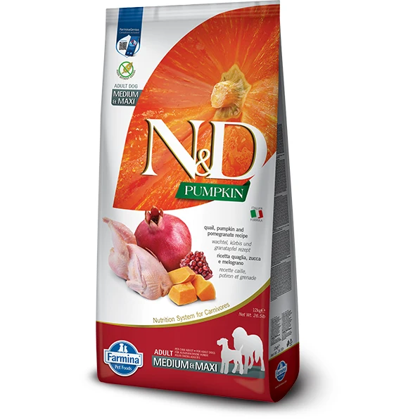 Farmina N&D Pumpkin - Adult Quail & Pomegranate - Medium/Large Dog Food 26.4lb