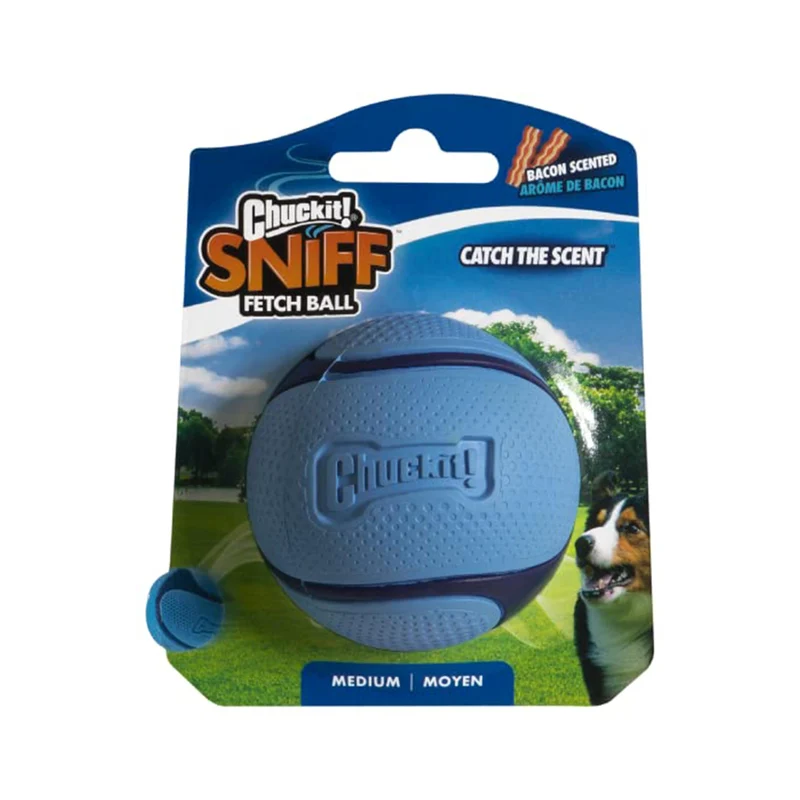 Chuckit! Sniff Ball pour chien – Boule parfumée au bacon, rebond élevé et durable – Taille moyenne | 1 pack