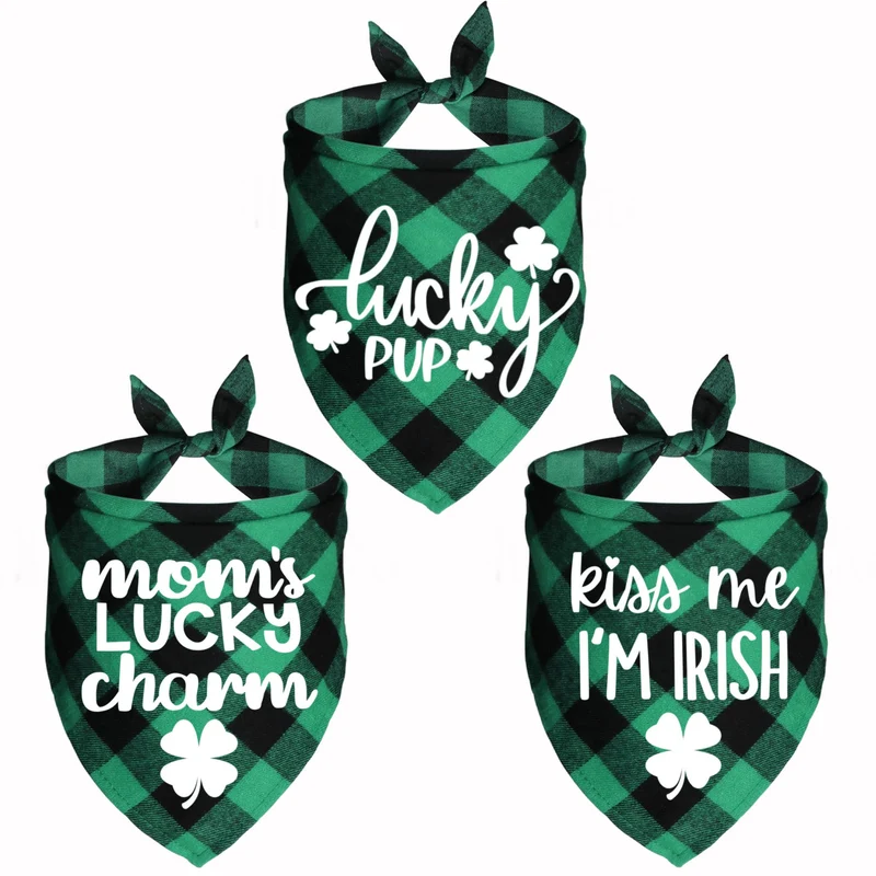 JOTFA Bandanas Saint-Patrick pour Chien – Ensemble de 3 modèles en coton
