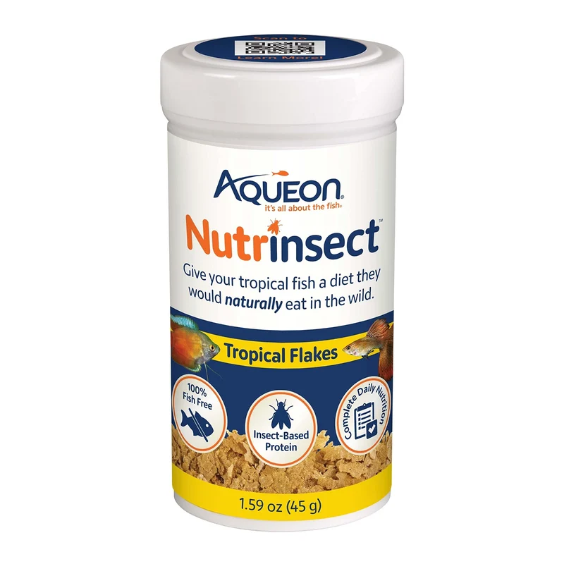 Nutrinsect Aqueon — Nourriture pour Poissons Tropicaux Sans Poisson, Flocons, Poids net environ 45 g