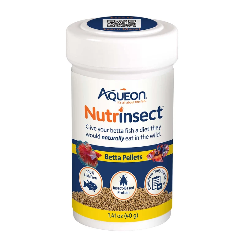 Aqueon Nutrinsect – Nourriture Betta sans poisson, pellets à base d'insectes, 1,41 oz
