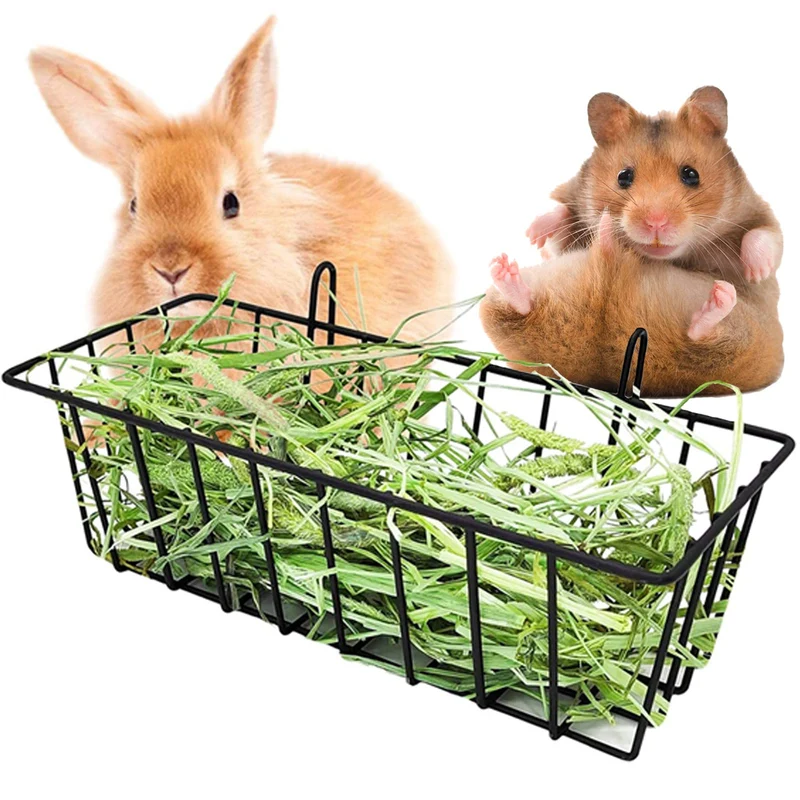 KOTESLLOE Porte-Foin en Métal Robuste pour Lapin, Cochon d'Inde et Chinchilla – Support Foin Noir