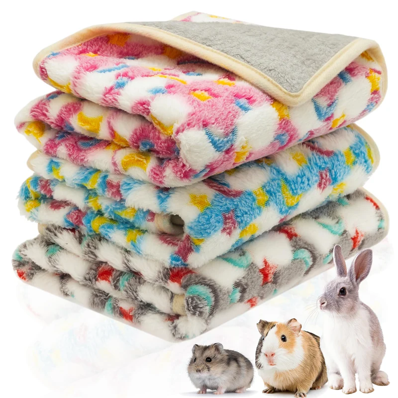 CUSOZWO Tapis de litière pour cochons d’Inde et petits animaux – Lot de 3 tapis imperméables, lavables en fleece doux