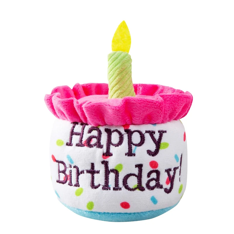 Ushang Pet Gâteau d'anniversaire pour chien – Jouet pelucheux à couinement, petit et moyen, rose | Cadeau amusant pour chiens