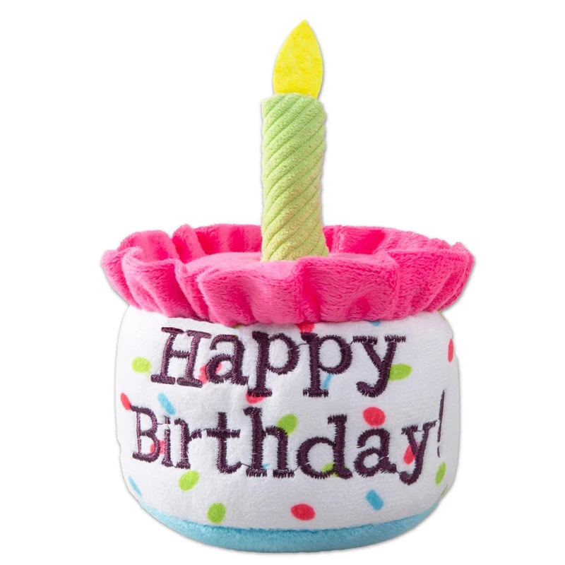 Ushang Pet Gâteau d’anniversaire pour Chat – Jouet Peluche Rose avec Herbe à Chat