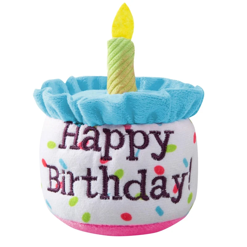 Ushang Pet Happy Birthday Cake - Jouet gâteau d'anniversaire pour chat bleu