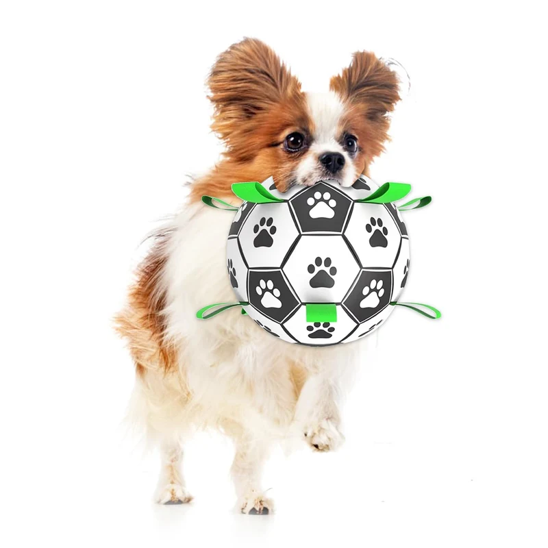 SunGrow Balle de Football pour Chien — Jouet Interactif avec Anses, Entraînement Intérieur/Extérieur, 6 pouces