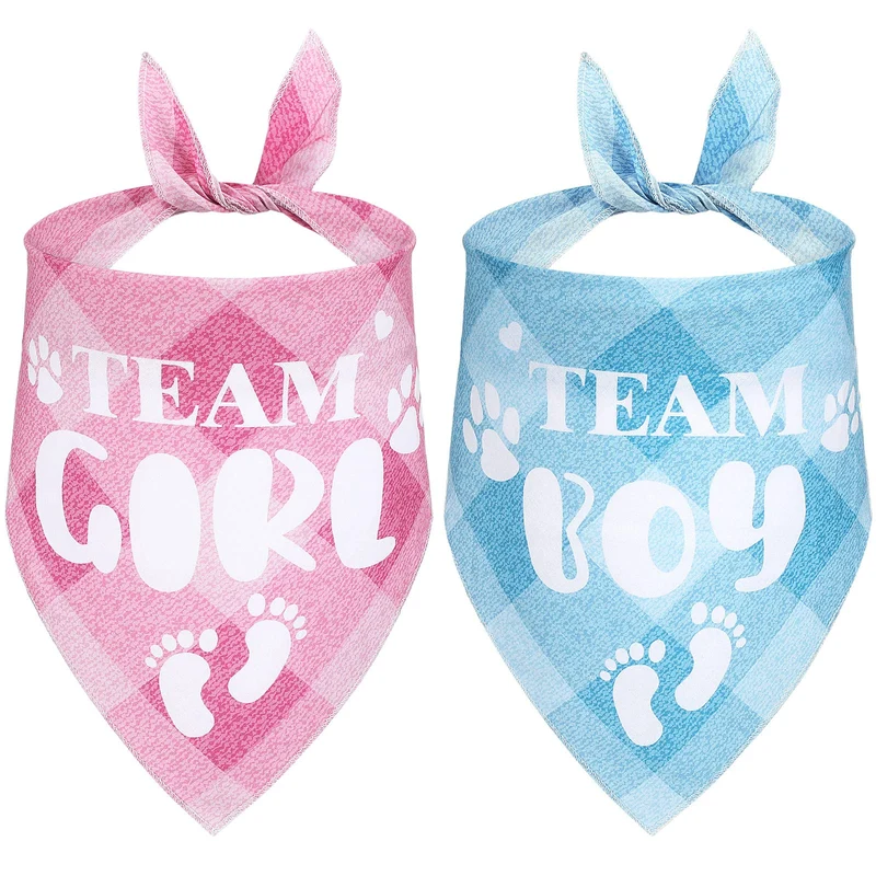 LEIFIDE — Ensemble de 2 bandanas chien pour annonce sexe Rose et Bleu – Plaid Classique, Taille moyen à grand