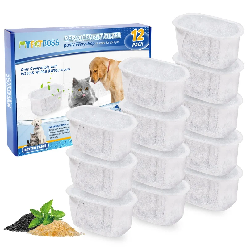 Lot de 10 filtres MyfatBOSS pour fontaine chat – compatibles W300/W300B/W500 (2L, 2,1L et 3,5L)