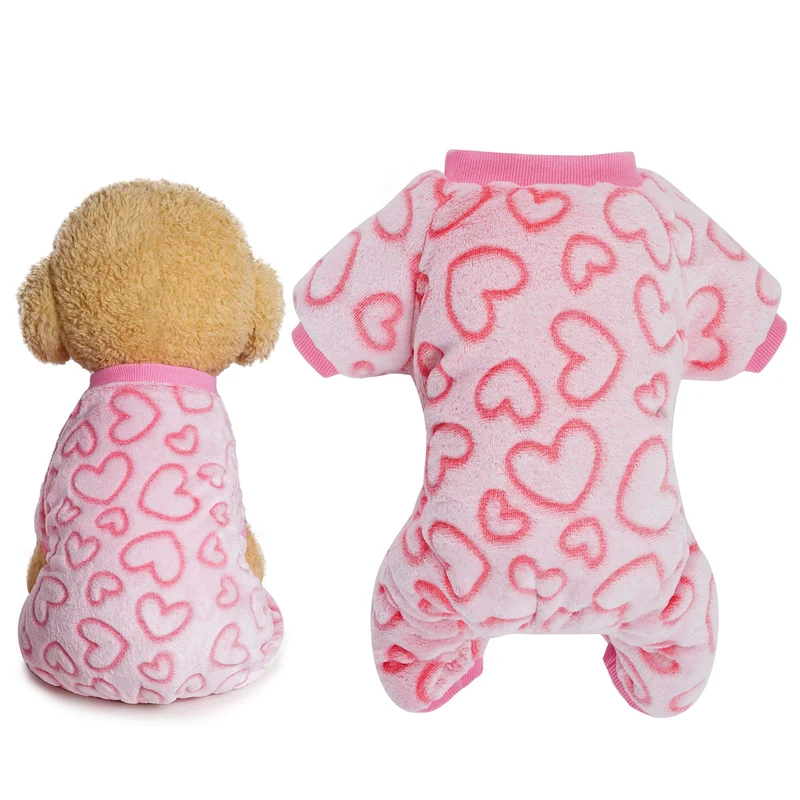 Dxhycc Pyjama Flanelle pour Chien et Chat — Combinaison Cœur Rose, Chaude et Douce (Taille L)