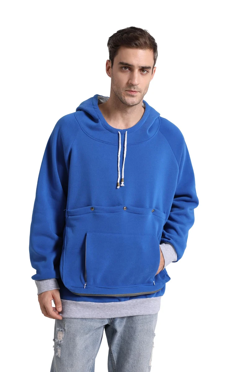 ALYC Hoodie porte-chat et chien – grand sac porte-animal, poche kangourou bleu royal