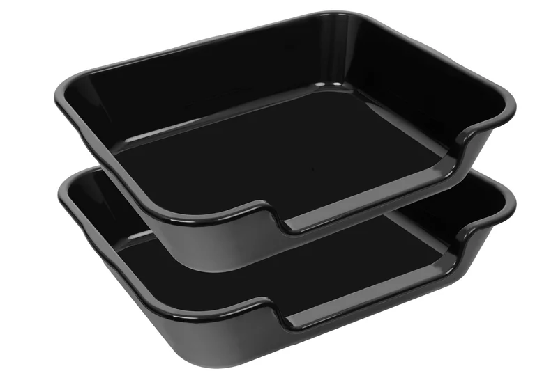 Blaucasa – Pack de 2 Litières Extra-Larges en ABS | Bac à Entrée Basse pour Chats et Chiens - Noir, 60 x 50 cm