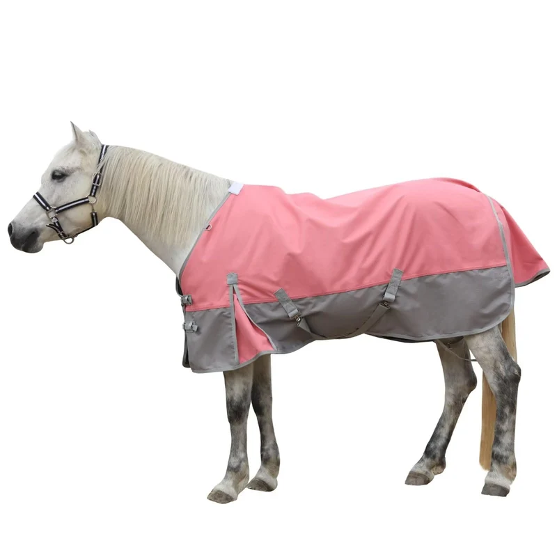 LEAFOREST 1200D – Couverture de Cheval Imperméable et Respirante sans Rembourrage, Col Standard Rose Gris 81 po