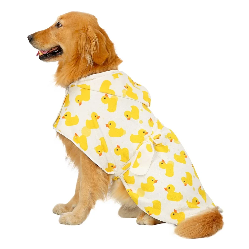Peignoir de bain pour chien HDE — Absorption rapide, capuche et tailles S à XXL