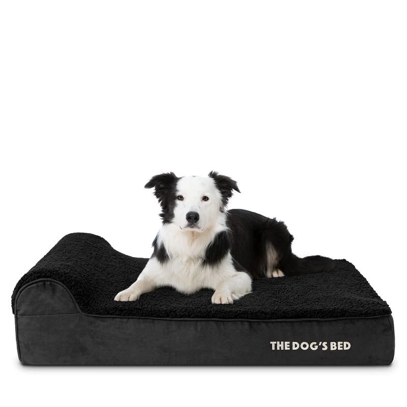 Lit orthopédique pour chien The Dog's Balls – Mousse à mémoire, tissu plush noir, grand