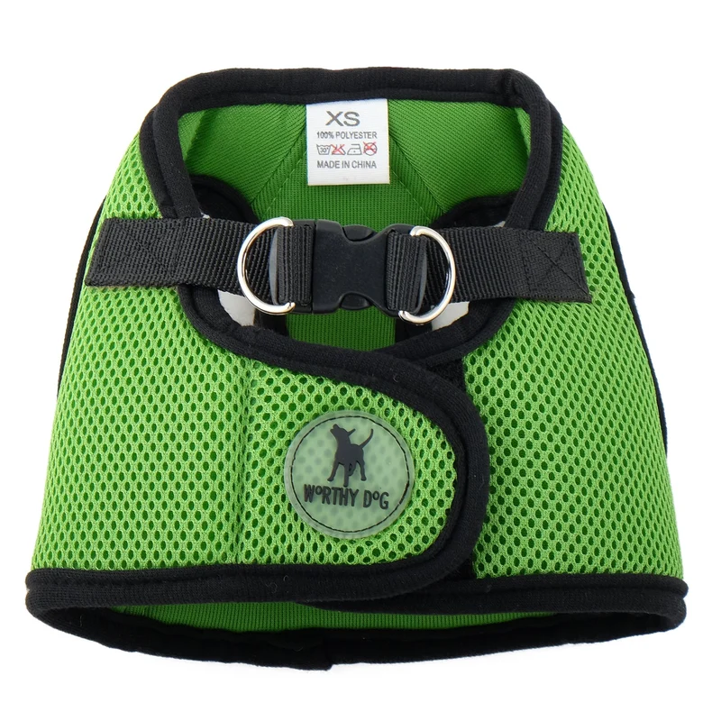 The Worthy Dog Harnais à Enfiler pour Chien Moyen – Maille Respirante, Bandes Réfléchissantes, Boucle Rapide, Vert Lime, Taille Large