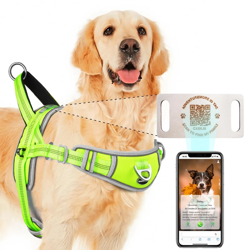 Harnais ADVENTUREMORE XXL pour chiens grands – anti-tirage, code QR et poignée de contrôle
