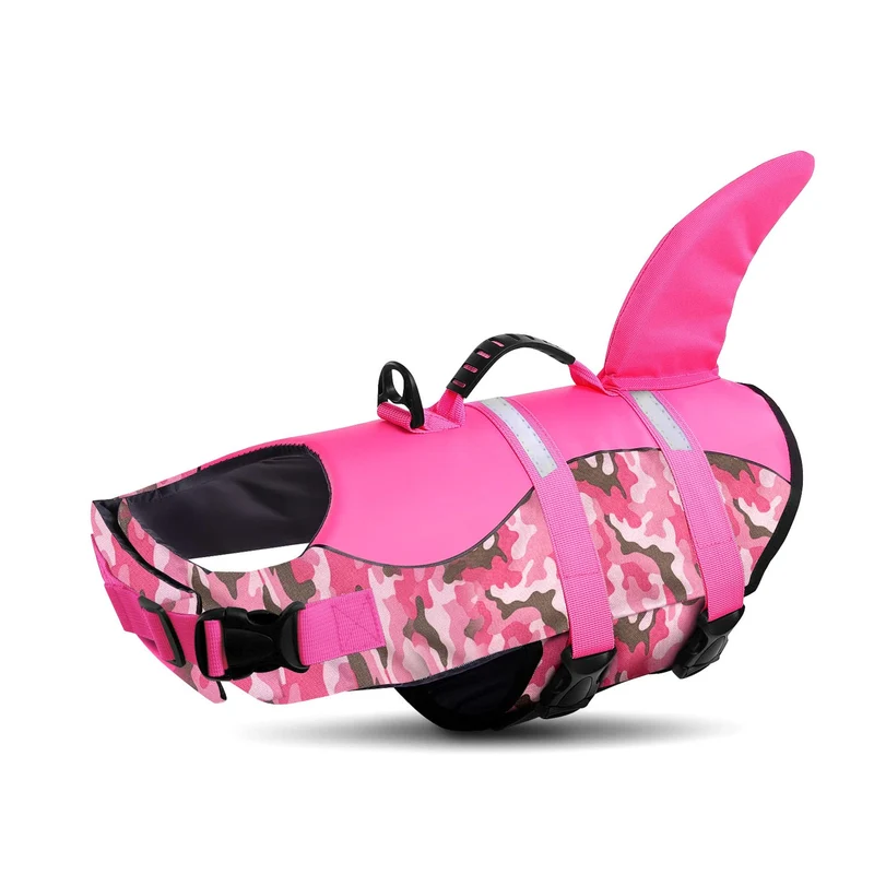 Queenmore Gilet de Sauvetage Chien Ripstop Rose Camouflage XX-Large – Flottabilité Élevée et Poignée Durable