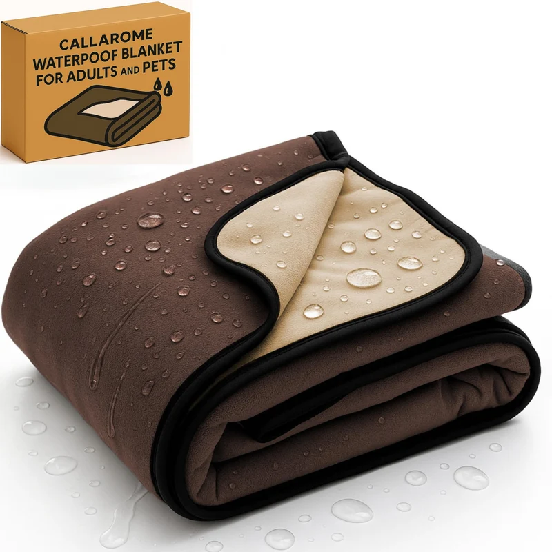 Callarome - Couverture Impermeable et Réversible pour Lit ou Canapé 60x80 pouces, Marron