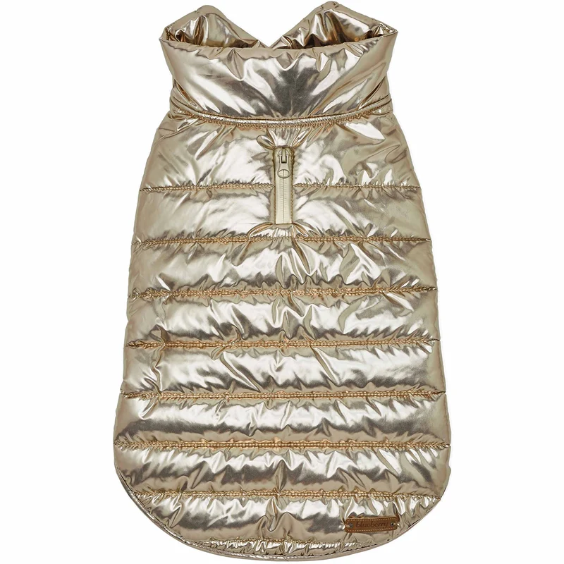 Blueberry Pet Veste Puffer Léger et Confortable – Dorée, Dos 14 pouces, Taille 12 – Manteau chaud pour petits chiens