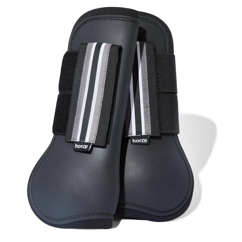 HORZE Adepto Bottes de Tendon Ouvertes - Coque Durable et Doublure Néoprène | Noir Warmblood