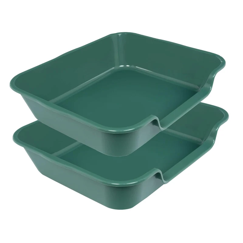 Blaucasa – Lot de 2 Bacs à Litière Extra-Larges Vert – Entrée Basse, ABS Durable (61 cm x 51 cm)