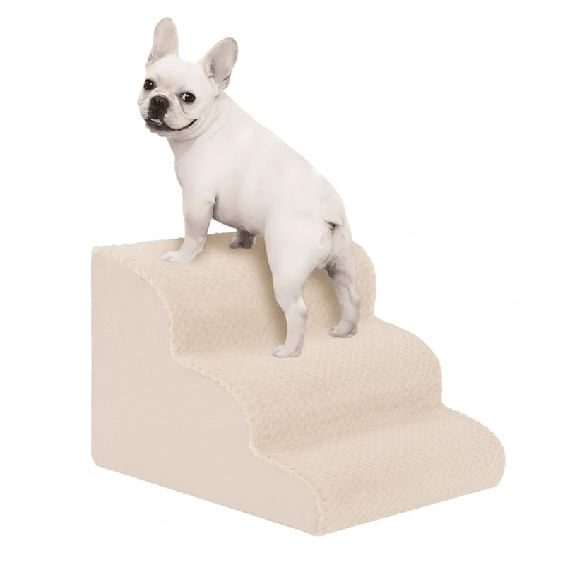 Oiilores Escalier pour Chiens – 3 Étapes, Hauteur 15 pouces, Beige