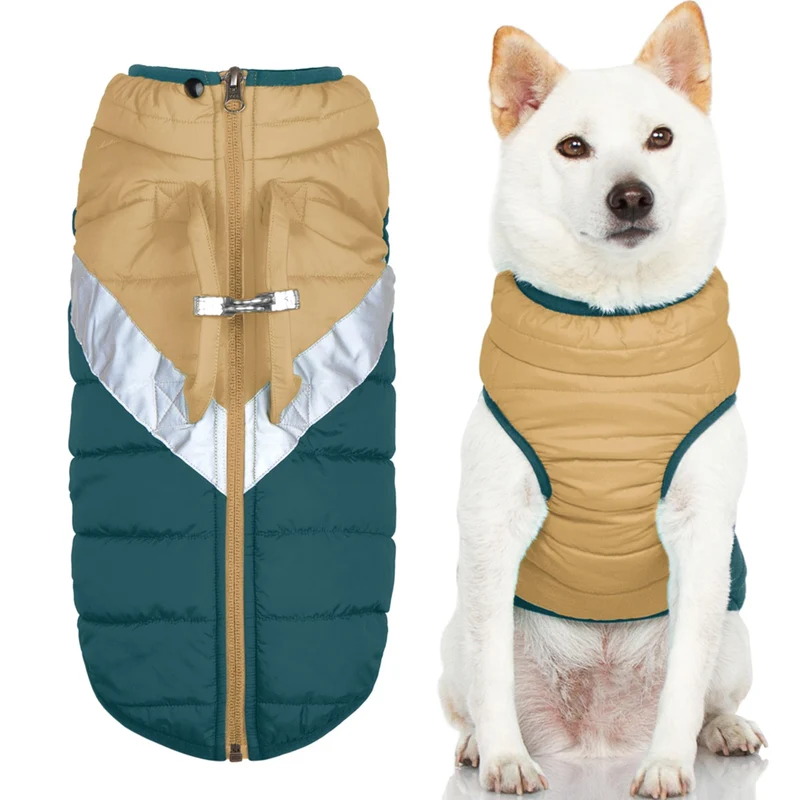 Gooby Mountaineer Manteau Chien Sand Large — Chaud, Résistant à l'eau, Poignée et Anneaux en O