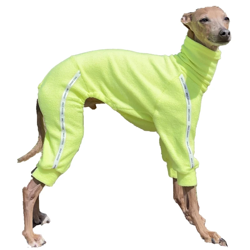 doggystar – Combinaison sport en serviette extensible pour lévrier italien et whippet – tailles S à 3XL, jaune néon