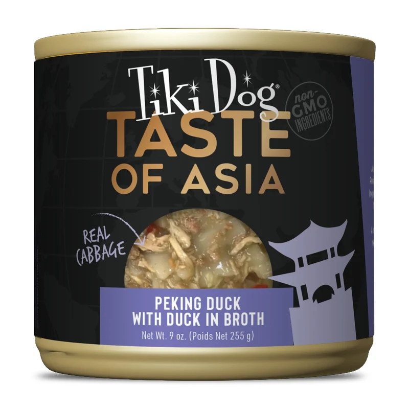 TIKI PETS Tiki Dog Saveurs du Monde – Asie, Canard de Pékin au Bouillon, Boîtes de 255 g (8 unités)