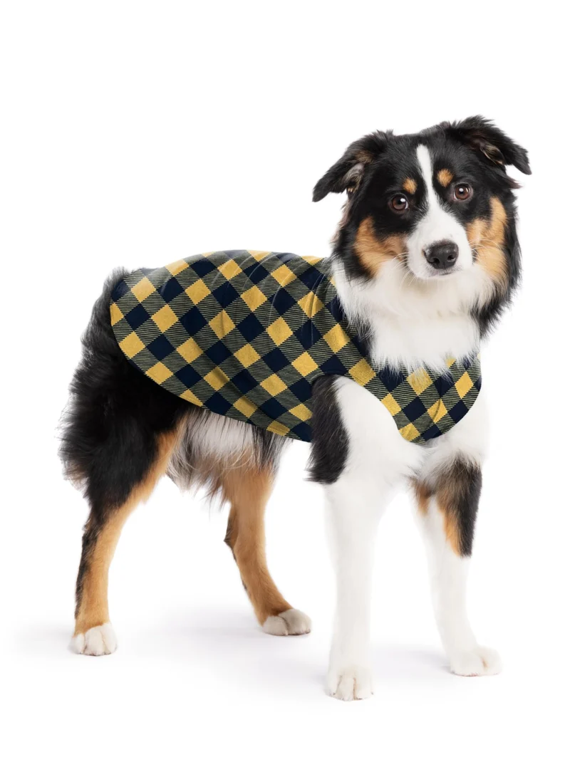Gold Paw Pull-polaire stretch 4-voies pour chien – doux, lavable en machine – fabriqué aux États‑Unis – carreaux dorés – Taille 14