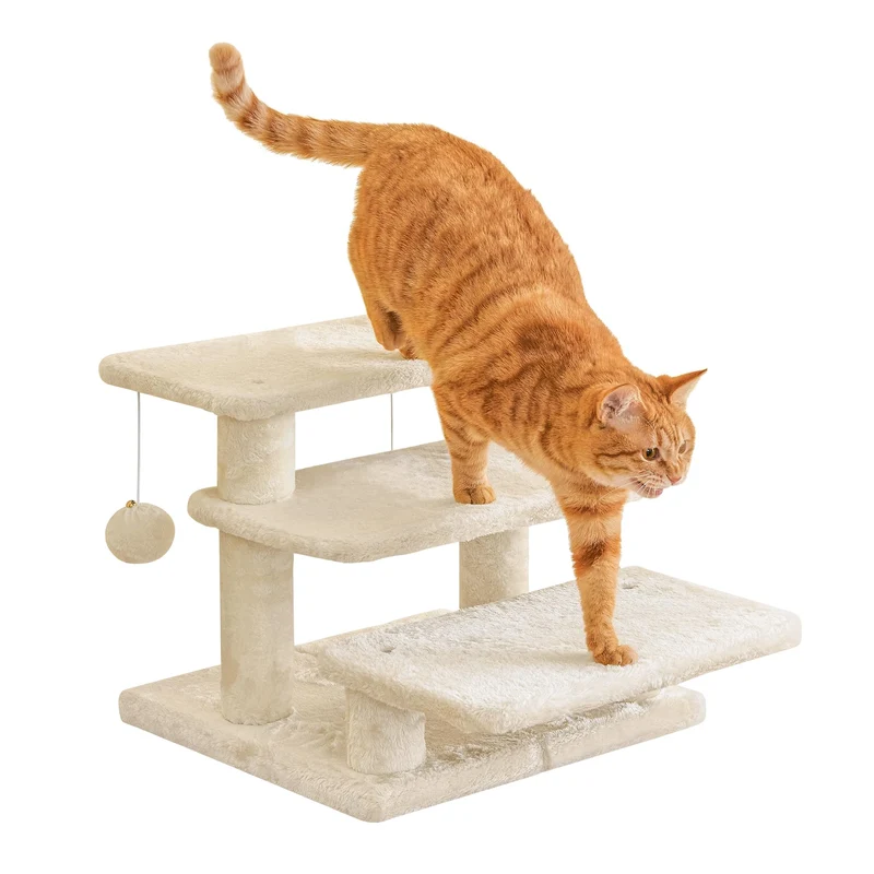 Furcato Escalier Multi-Étages pour Chats – 3 Étapes, Hauteur 15 Pouces, Beige