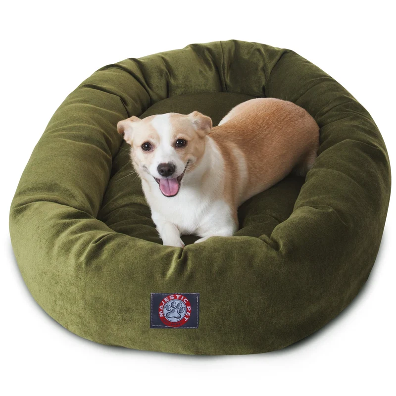 Majestic Pet Lit Donut Velours Micro 32'' Fern – Confort et Soutien Tête