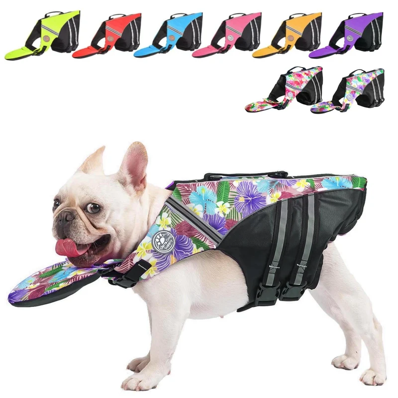 Fragralley Gilet de sauvetage pour chien – Veste pour Bouledogue Français, Poignée et Flotteur Amovible