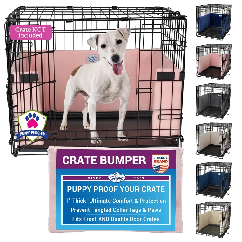 Pet Dreams Bumper de Cage pour Chien – 2-en-1, Confort et Protection pour cages iCrate (Rose, Petit, 24 pouces)