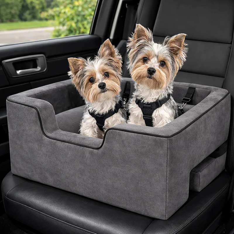 Pet Gear Lookout Booster : Siège-auto chien avec harnais | Charbon clair - PET GEAR INC