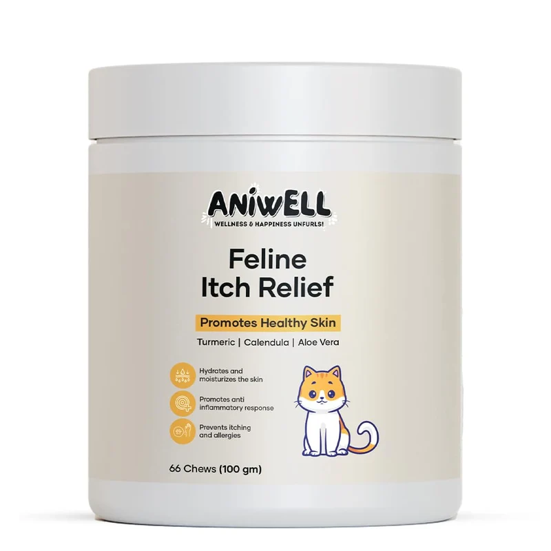 Aniwell Feline Itch Relief – Formule naturelle pour démangeaisons et inconfort cutané chez les chats | Aloe Vera, Oméga-3 et Calendula | Hydratation et confort (Pack de 2)