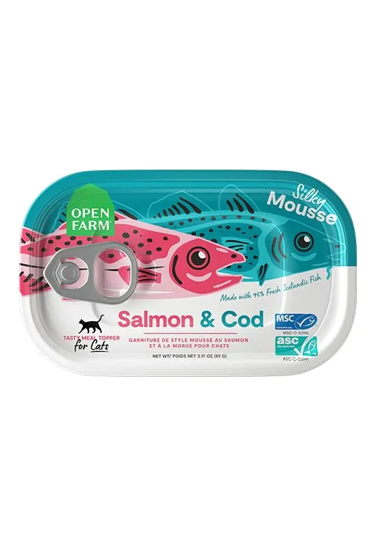 Open Farm – Mousse soyeuse en conserve pour chat, garniture poisson islandais 95%, sans céréales ni légumineuses (17 boîtes de 3,17 oz)