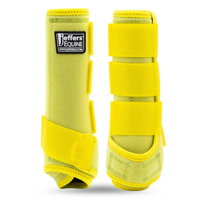 Jeffers Expression Bottes de Protection pour Cheval – 1 Paire, Petite, Néoprène Aéré, Sangles Robustes – Front & Hind – Jaune