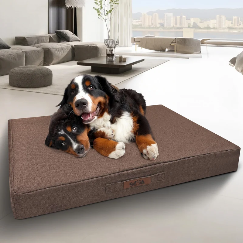Lit Chien Sytopia Indestructible 50 Pouces – Couchage Orthopédique Imperméable, Housse Lavable et Mousse Forme Œuf, jusqu'à 59 kg