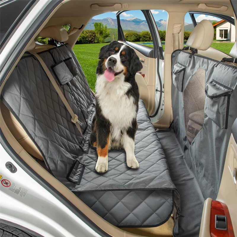 YEENIS Housse de siege pour chien – Fenetre mesh, Banc et Hamac, Detachable, XL, Gris