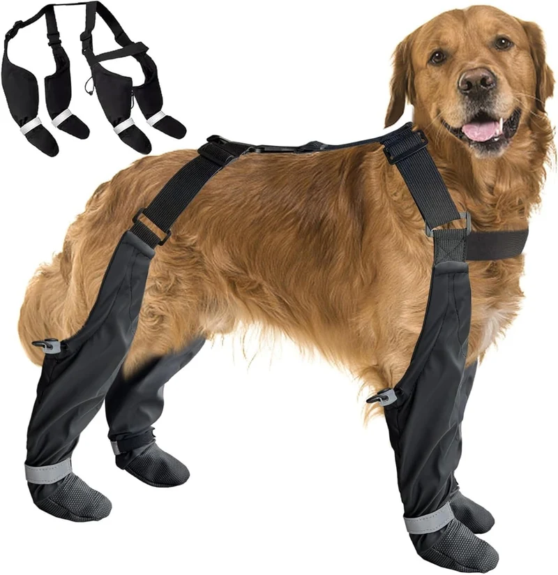 Bottes pour chien à bretelles PurrHug 2XL — Étanches, anti-glissement et réfléchissantes pour marche et randonnée