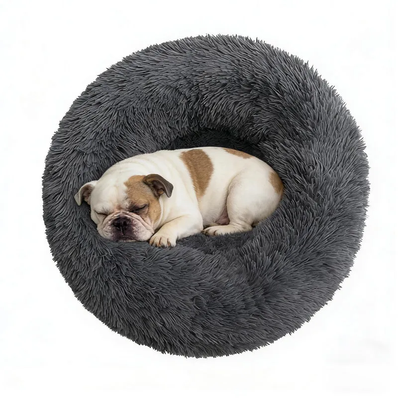 Doimier Lit Donut pour Chien 30 pouces – Confort Moelleux, Housse Lavable et Base Antidérapante