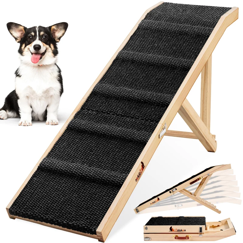 Rampe Tsukiko pour chien 49 po – hauteur ajustable 18–21,5 po, charge max 100 kg, noir