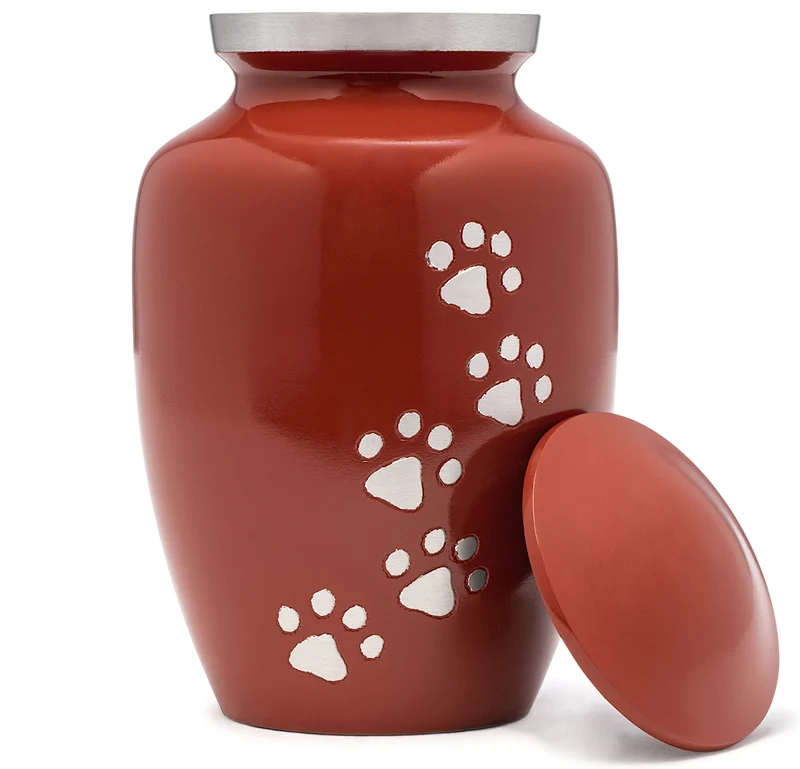 Eternal Harmony Grande Urne pour Animaux — Couvercle Fileté Sécurisé, Sac Velours et Fond Antidérapant (Rouge, Capacité jusqu’à 122 lb)