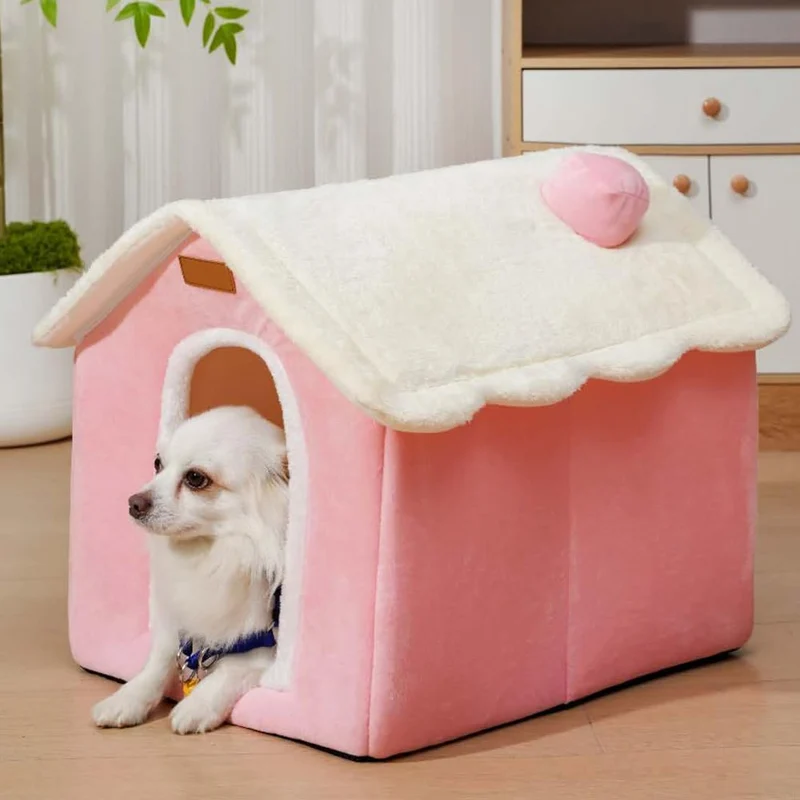 Labauxite – Maison Intérieure pour Chien et Chat en Mousse à Mémoire, Cabane Pliable Rose XL