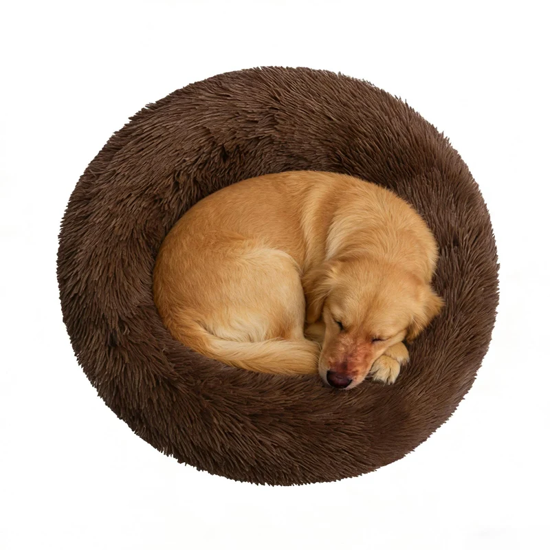 Doimier lit chien grand beignet café — confort douillet et stabilité anti-dérapante