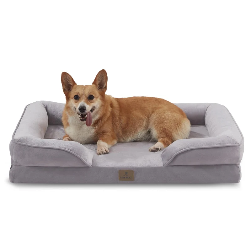 Bedfolks Lit Chien Orthopédique Étanche – Canapé Chien Grand Modèle avec Mousse Œuf et Housse Lavable